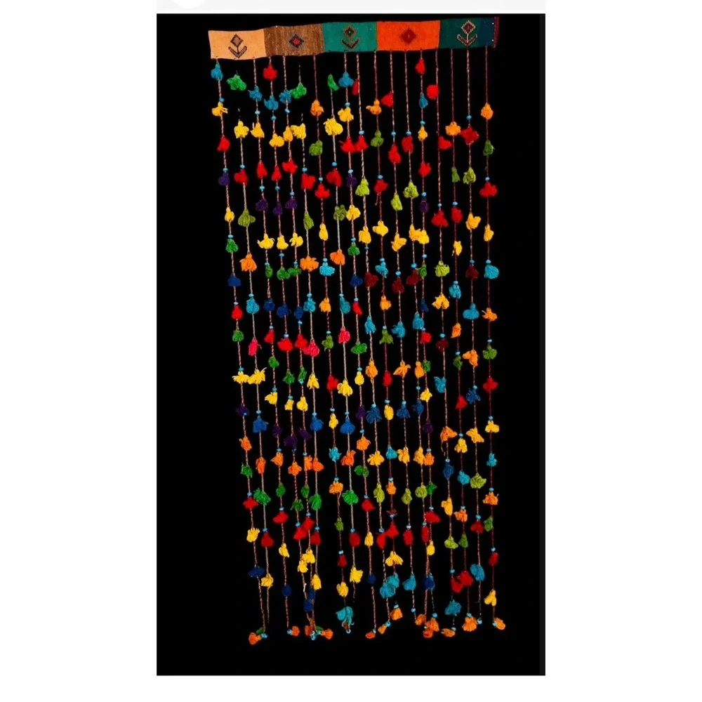 Boho Wool Handmade Beaded Door Curtain Colorful Tassel Room Divider Home Decor